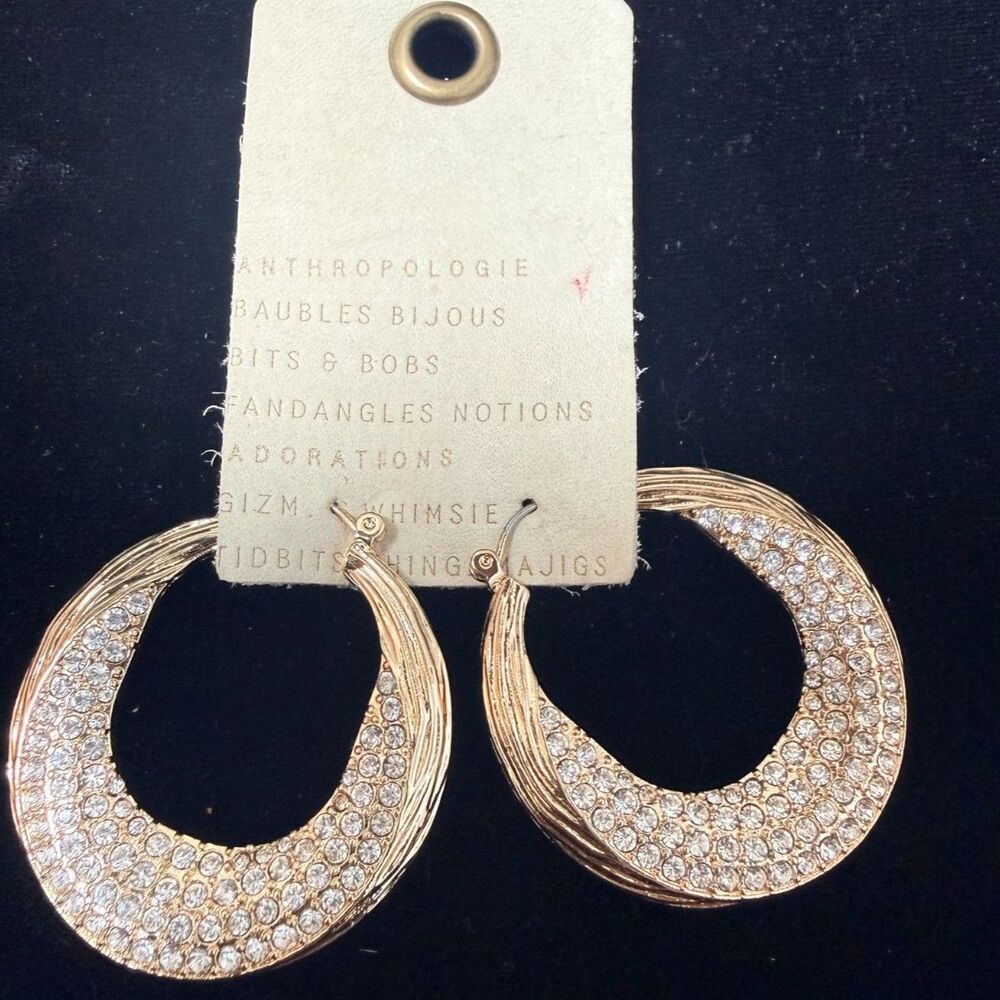 NWT Anthropologie Crystal Hoops Earrings